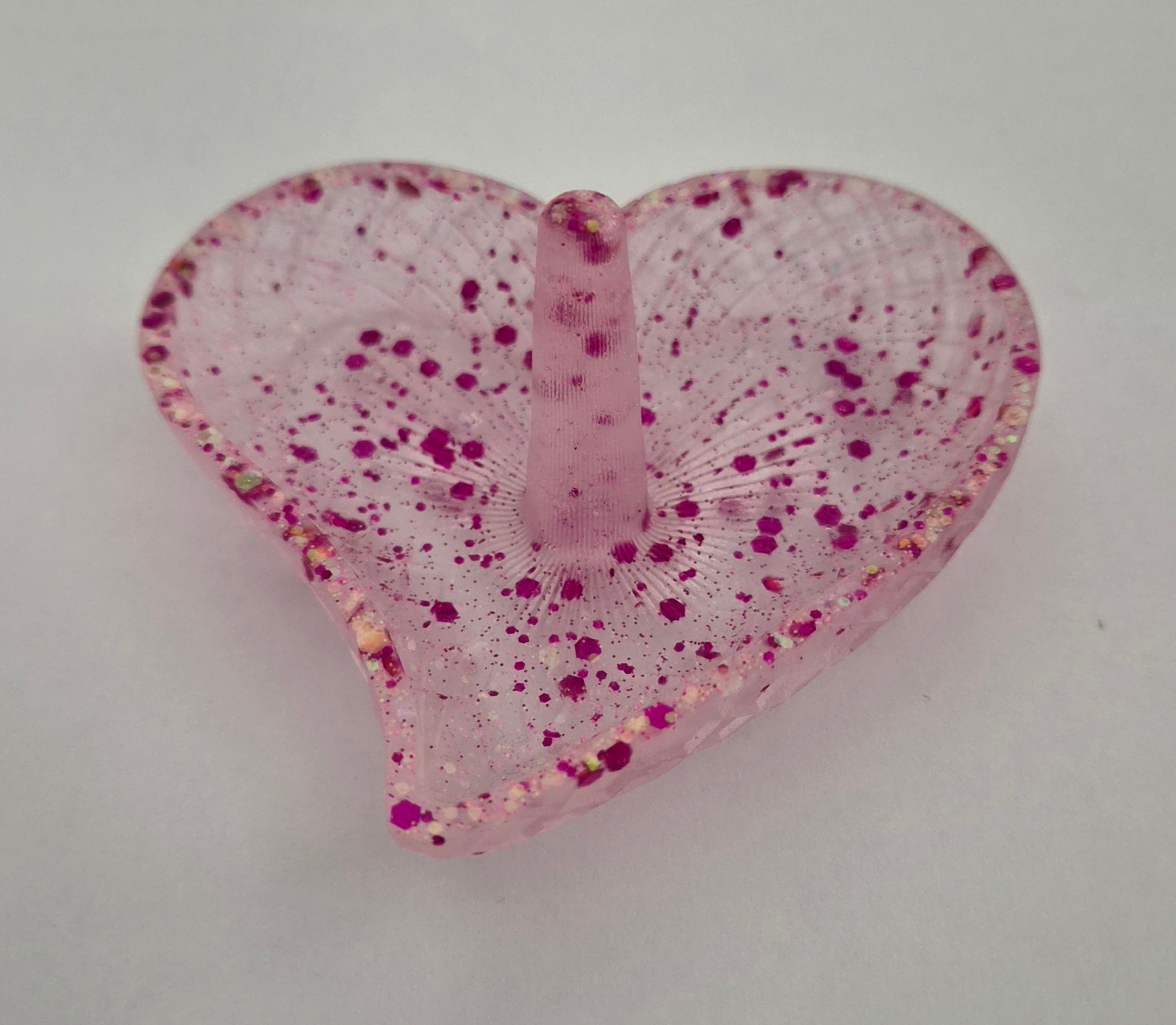 Heart Ring Holder- Pink Glitter