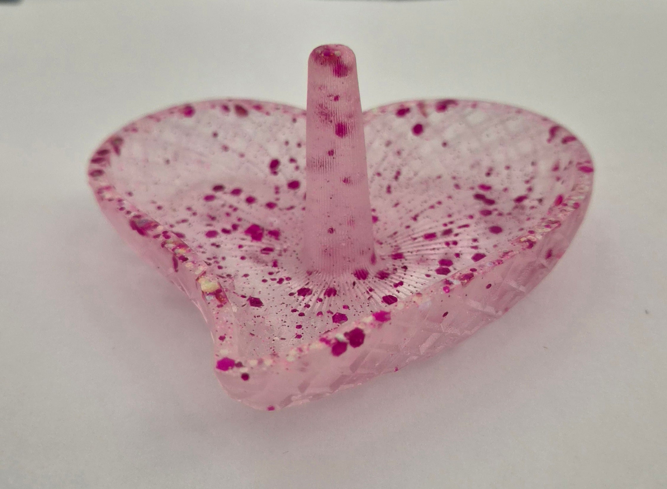 Heart Ring Holder- Pink Glitter