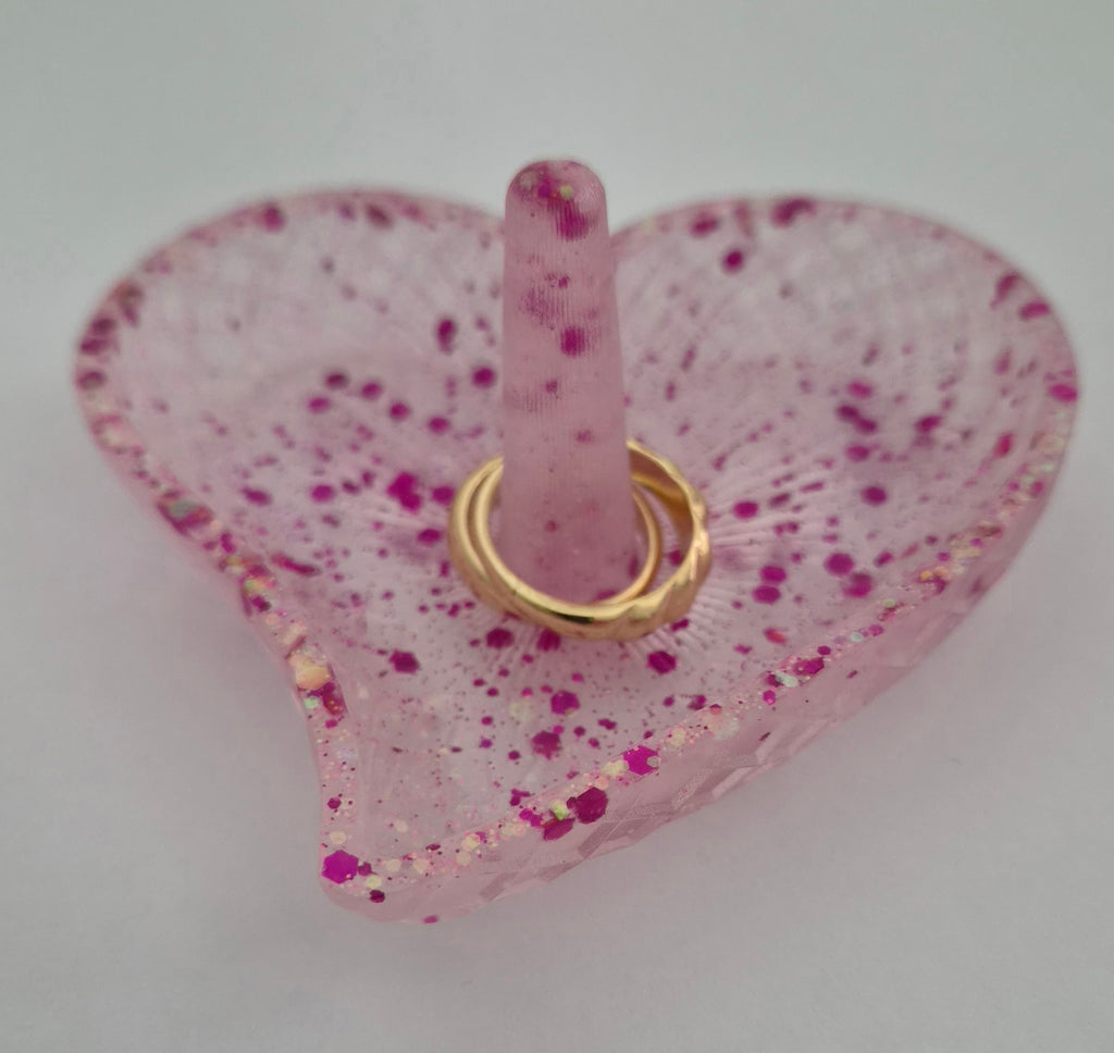 Heart Ring Holder- Pink Glitter