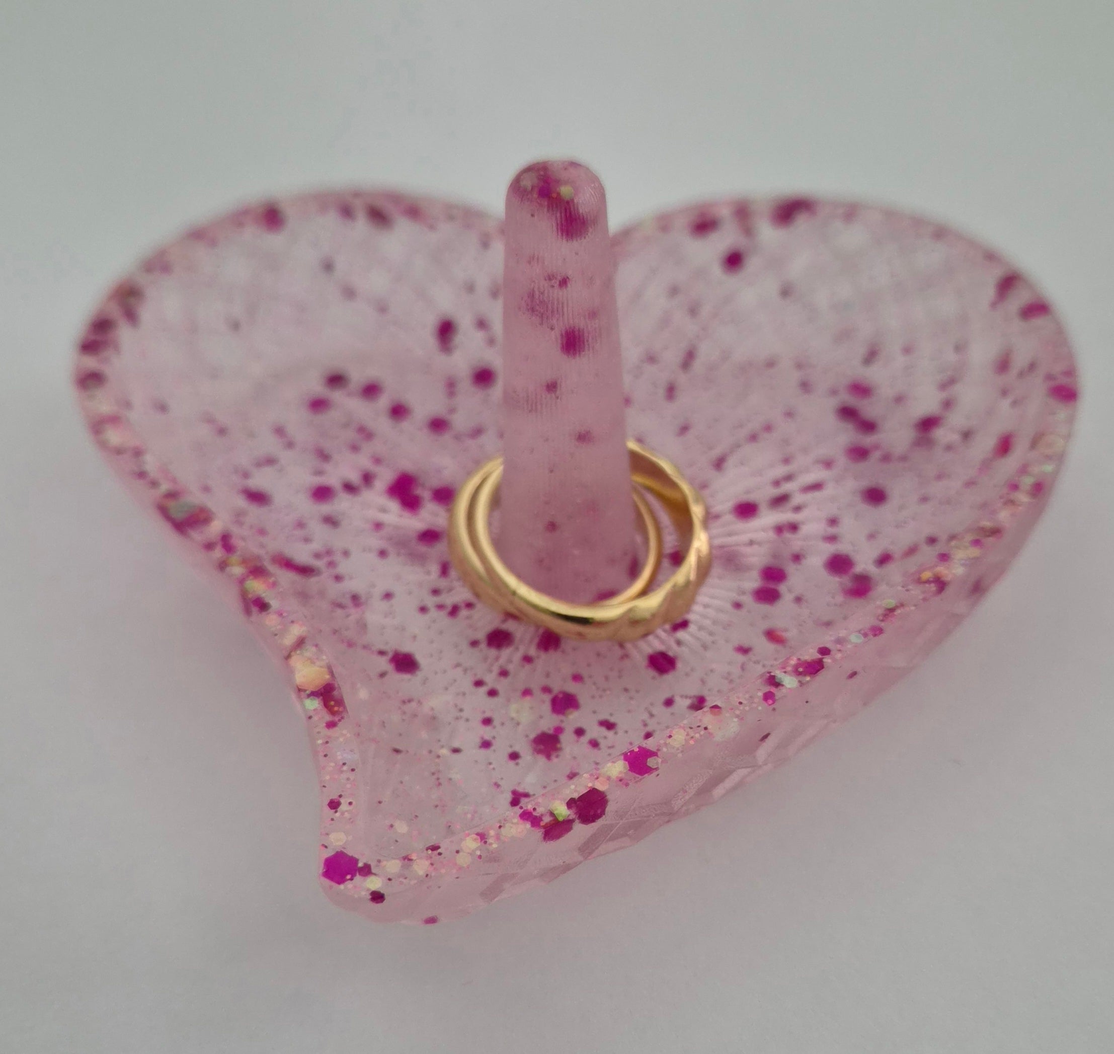 Heart Ring Holder- Pink Glitter