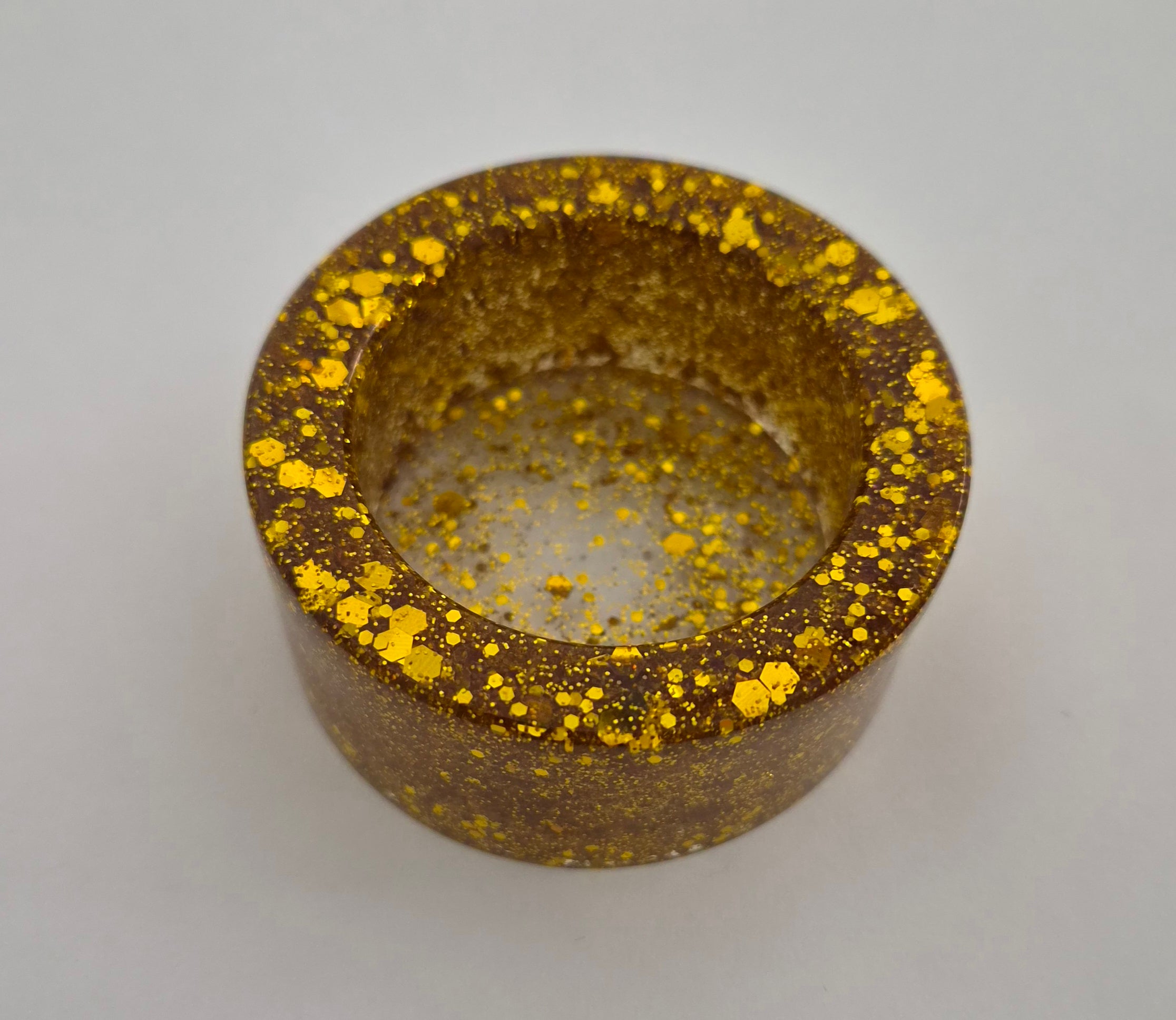 Round Tealight Candle Holder- Gold Glitter