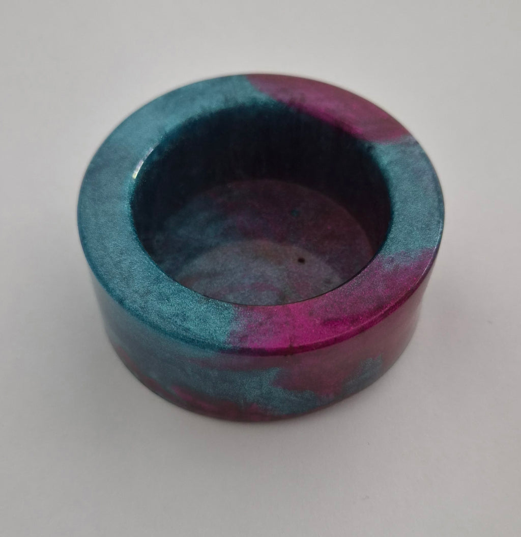 Round Tealight Candle Holder- Blue & Magenta