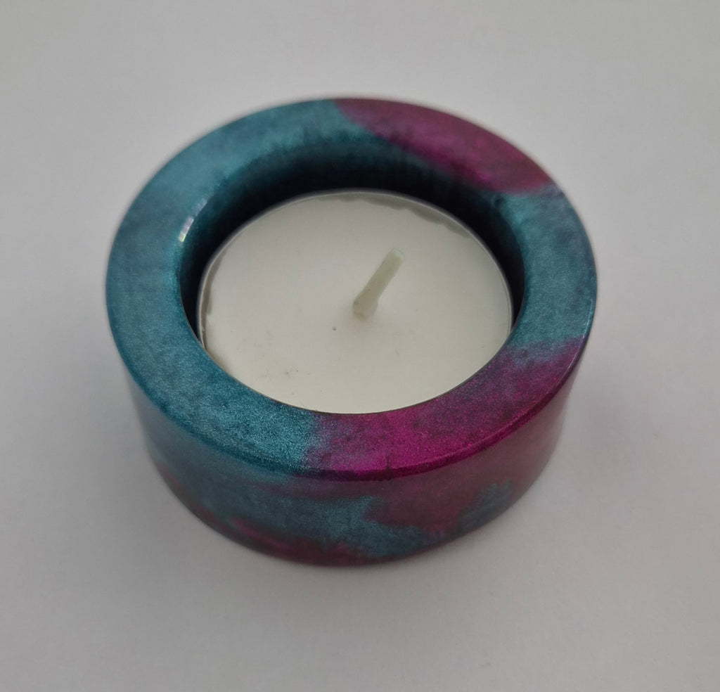 Round Tealight Candle Holder- Blue & Magenta