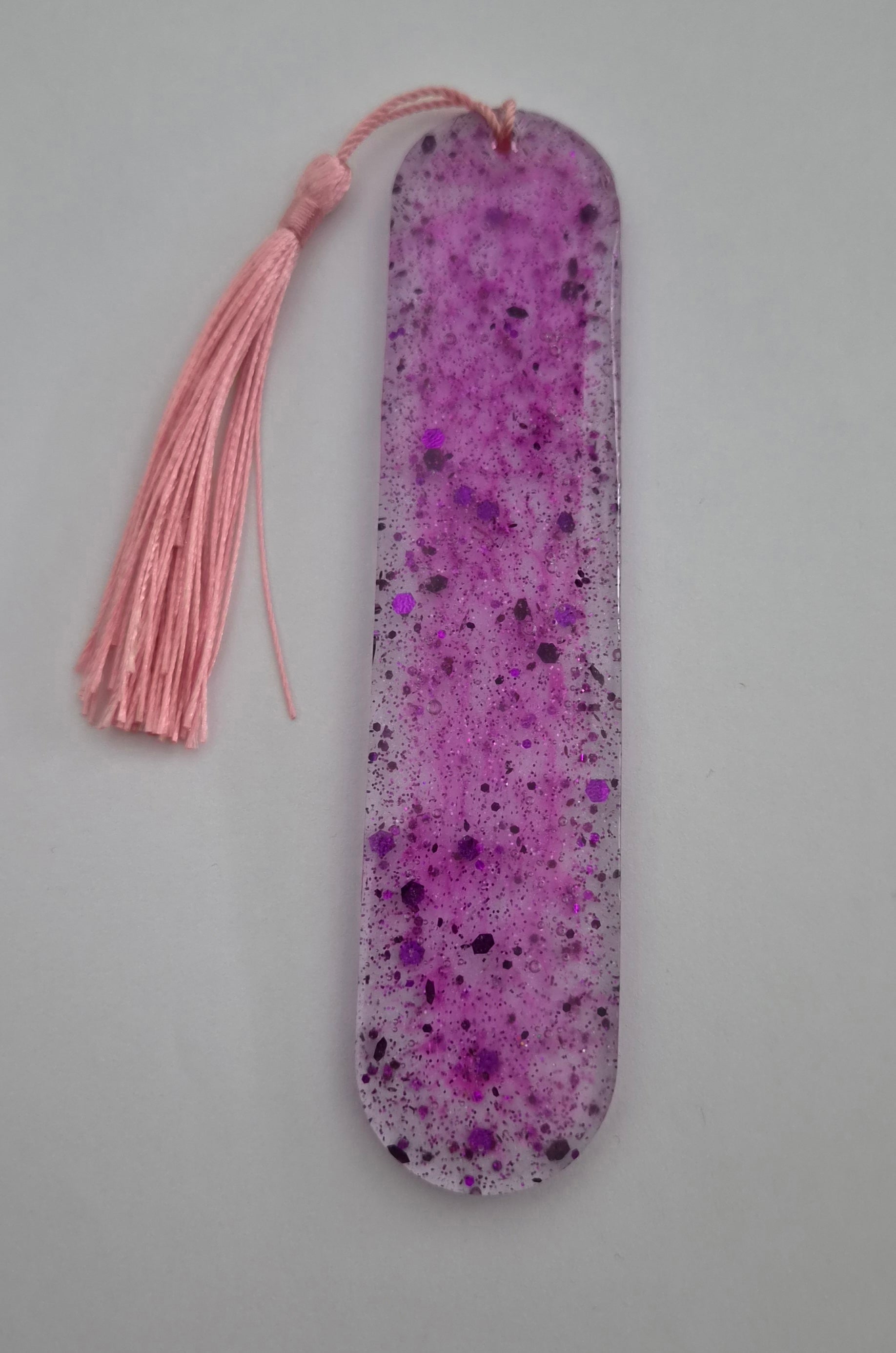 Large Bookmark- Pink with Purple Glitter