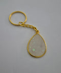 Oval Keychain- White Glitter