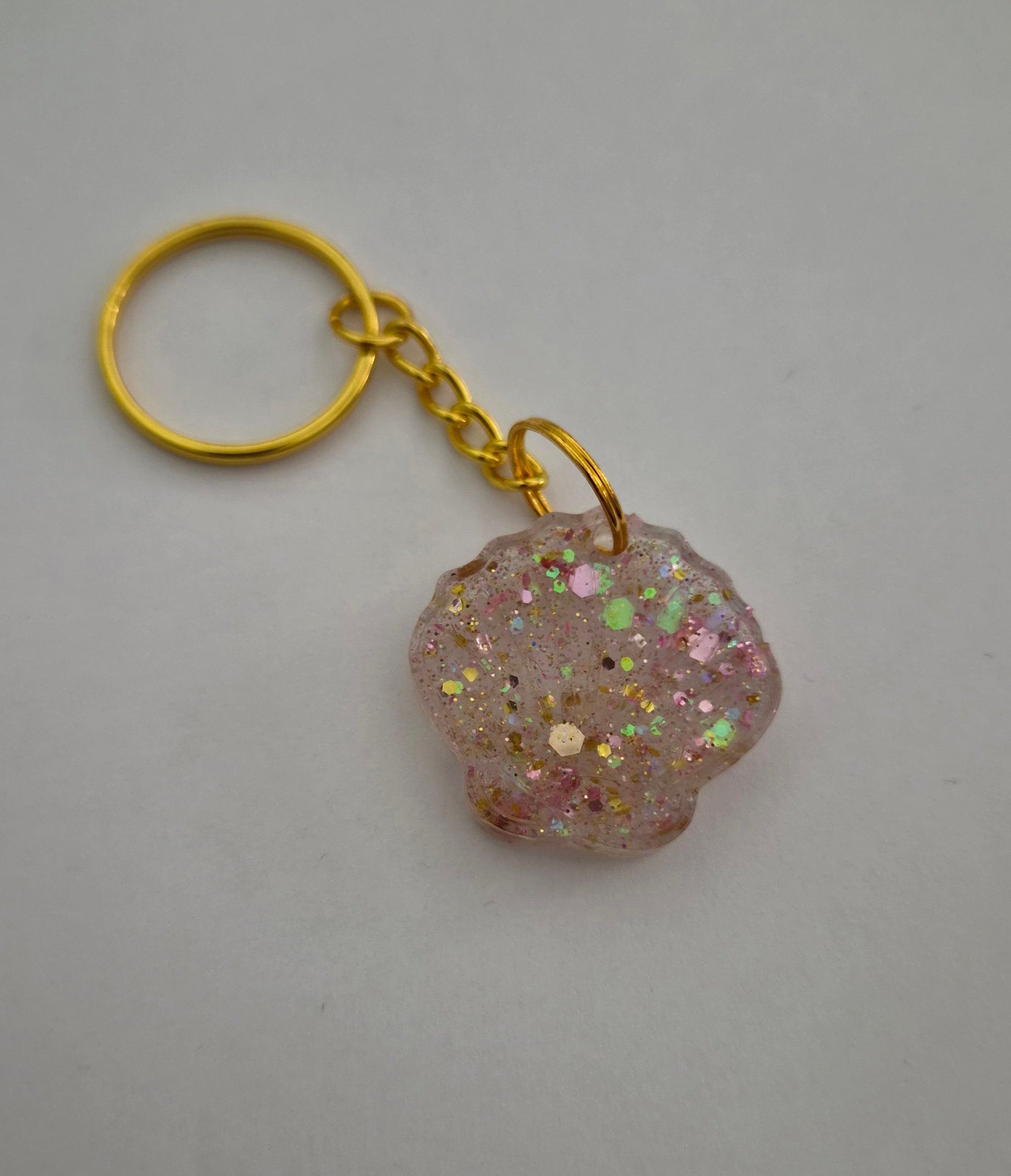 Shell Keychain-Rainbow Glitter
