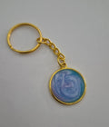 Circle Keychain-Blue & White 2