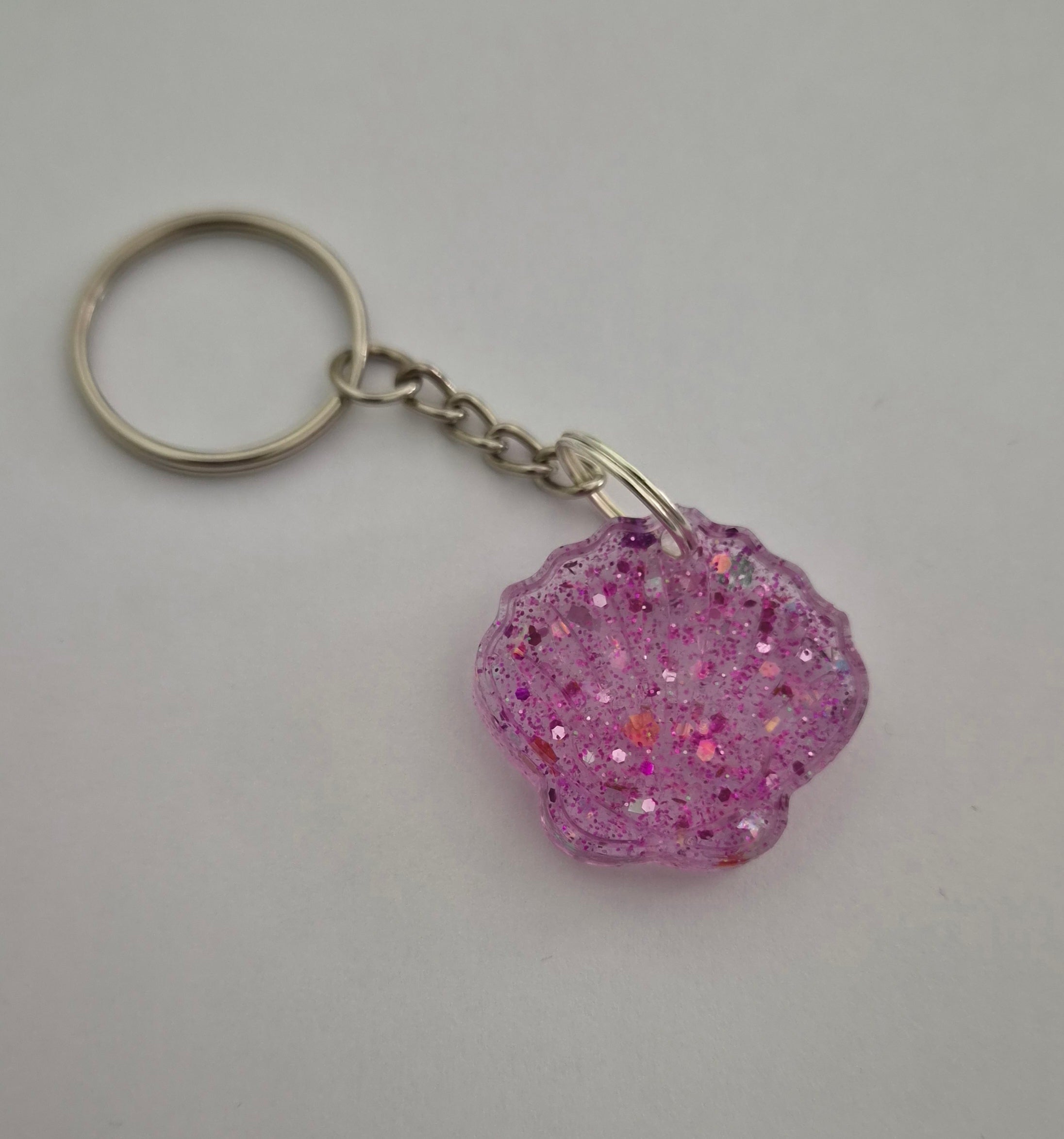 Shell Keychain- Pink with Glitter