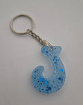 J 'Groovy' Keychain Blue Glitter