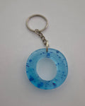 O Keychain- Blue with Blue Glitter