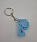 P 'Groovy' Keychain Blue with Blue Glitter