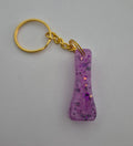 I 'Groovy' Keychain Pink with Purple Glitter