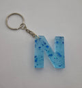 N Keychain Blue with Blue Glitter