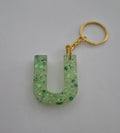 U Keychain- Green with Green Glitter