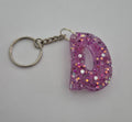 D 'Groovy' Keychain Light Purple with Glitter