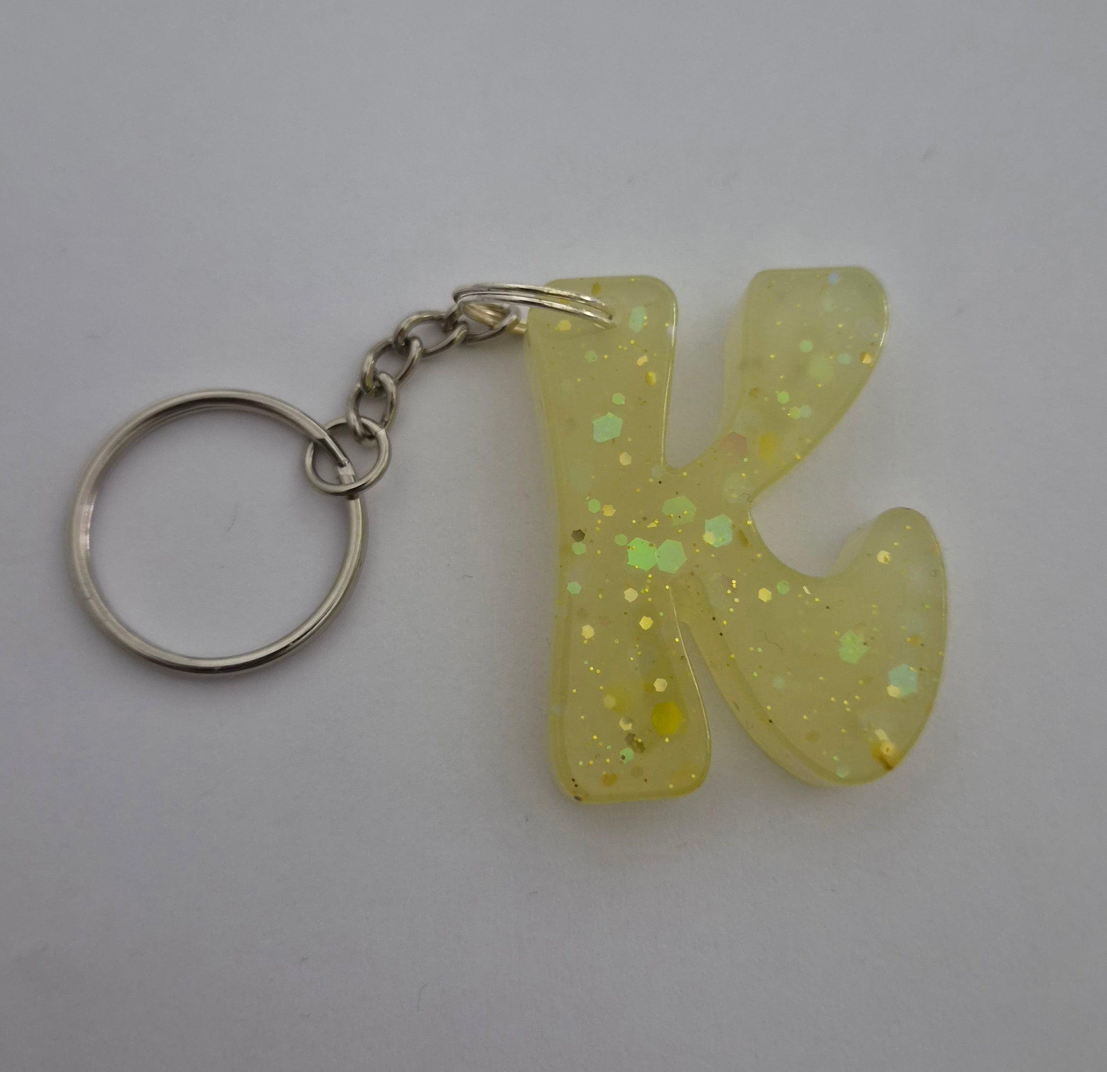 K 'Groovy' Keychain Yellow with Glitter