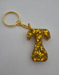 T 'Groovy' Keychain Gold Glitter