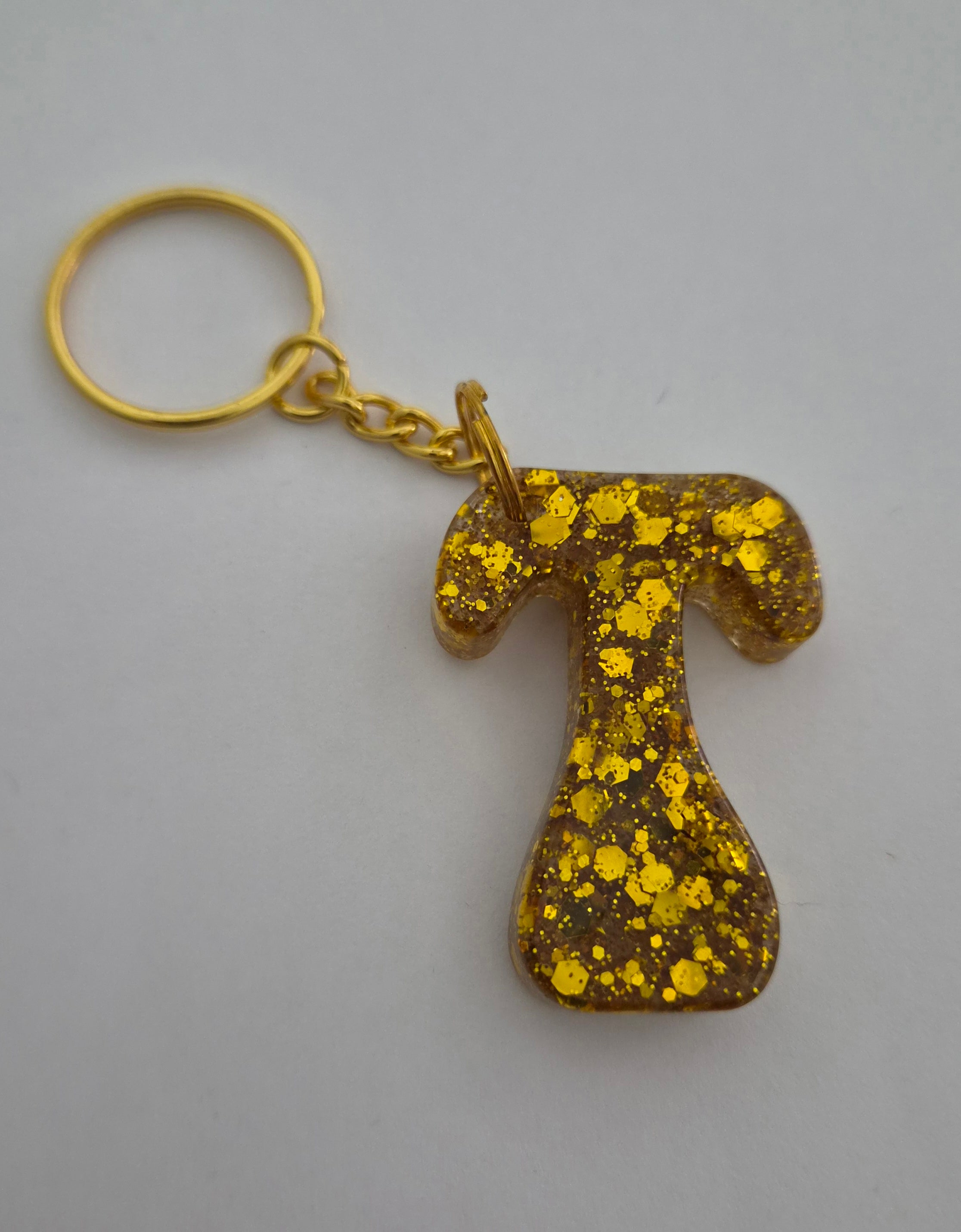 T 'Groovy' Keychain Gold Glitter