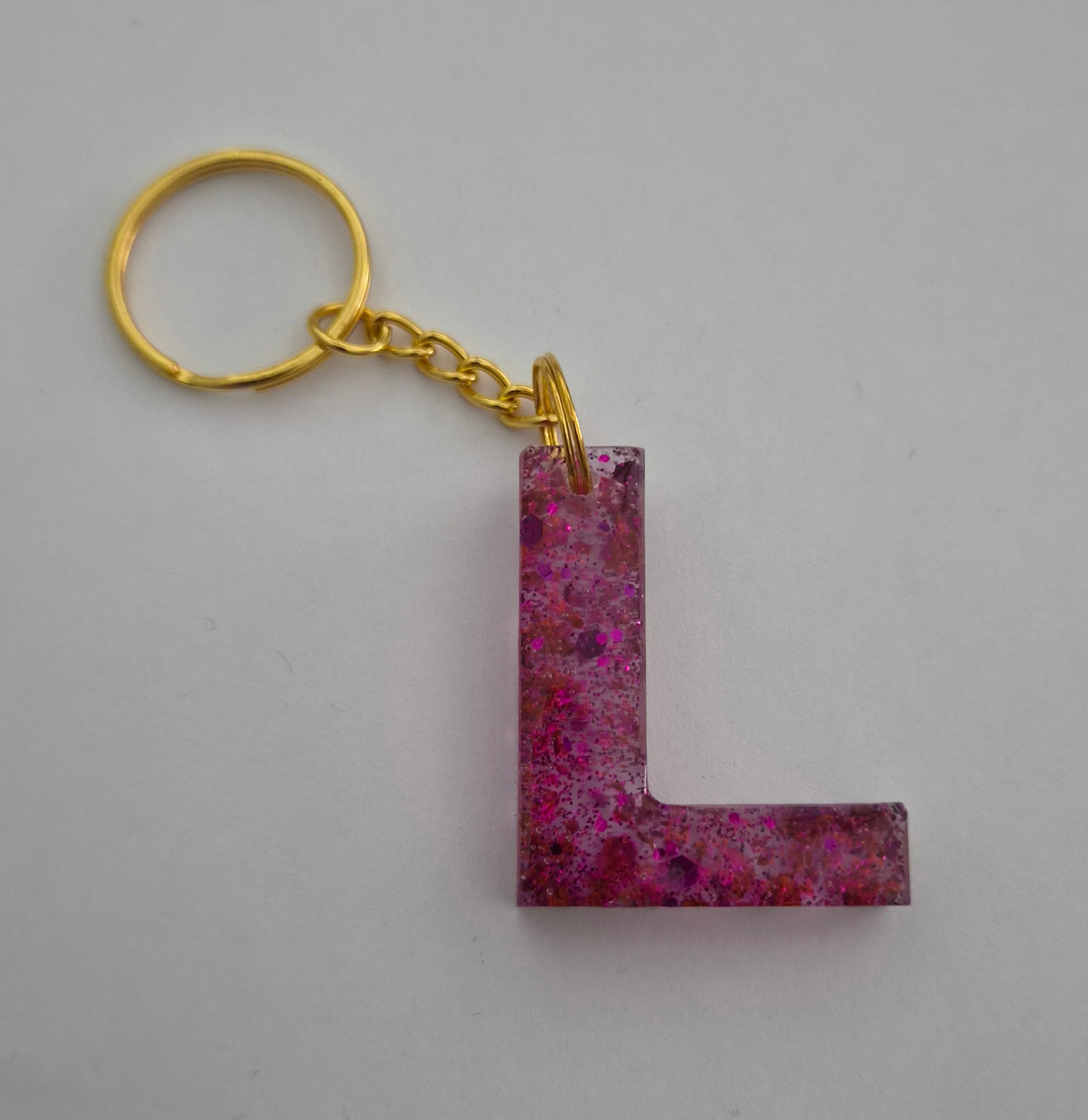 L Keychain Dark Pink