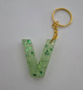 V Keychain- Green with Green Glitter