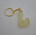 L 'Groovy' Keychain Yellow with Glitter