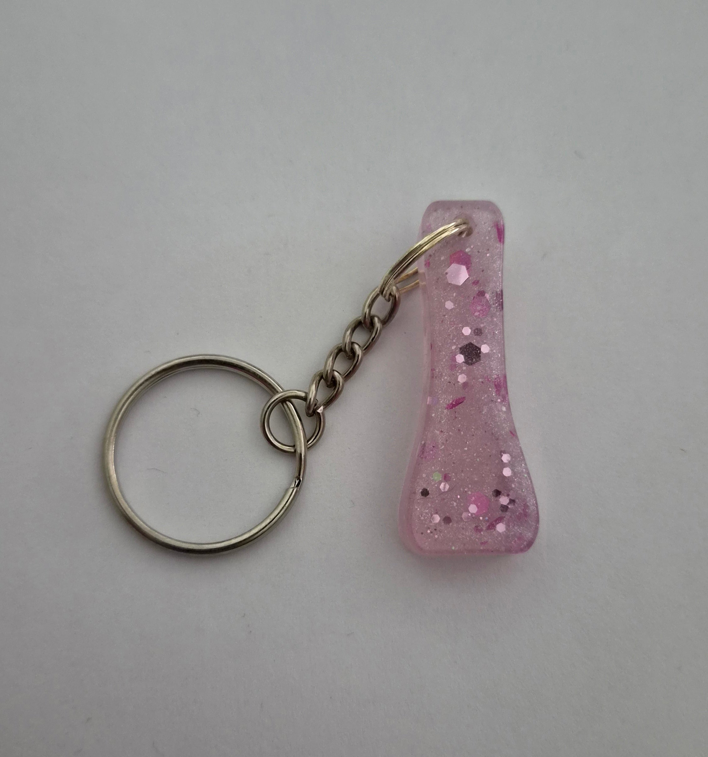 I 'Groovy' Keychain Pink with Glitter