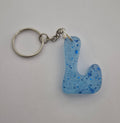 L 'Groovy' Keychain Blue with Blue Glitter
