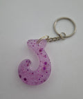 J 'Groovy' Keychain Light Pink with Glitter
