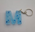 M Keychain Blue with Blue Glitter