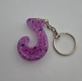 J 'Groovy' Keychain Pink with Glitter