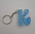 K 'Groovy' Keychain- Blue with Glitter