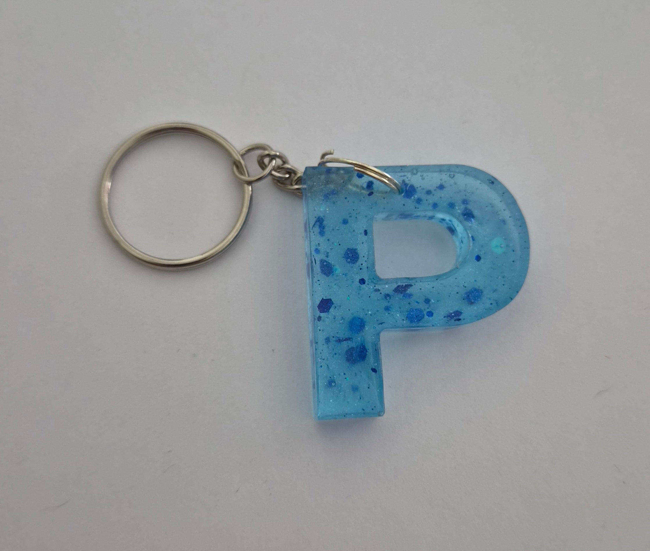 P Keychain Blue with Glitter