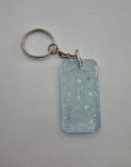 Rectangle Keychain- Light Blue Glitter