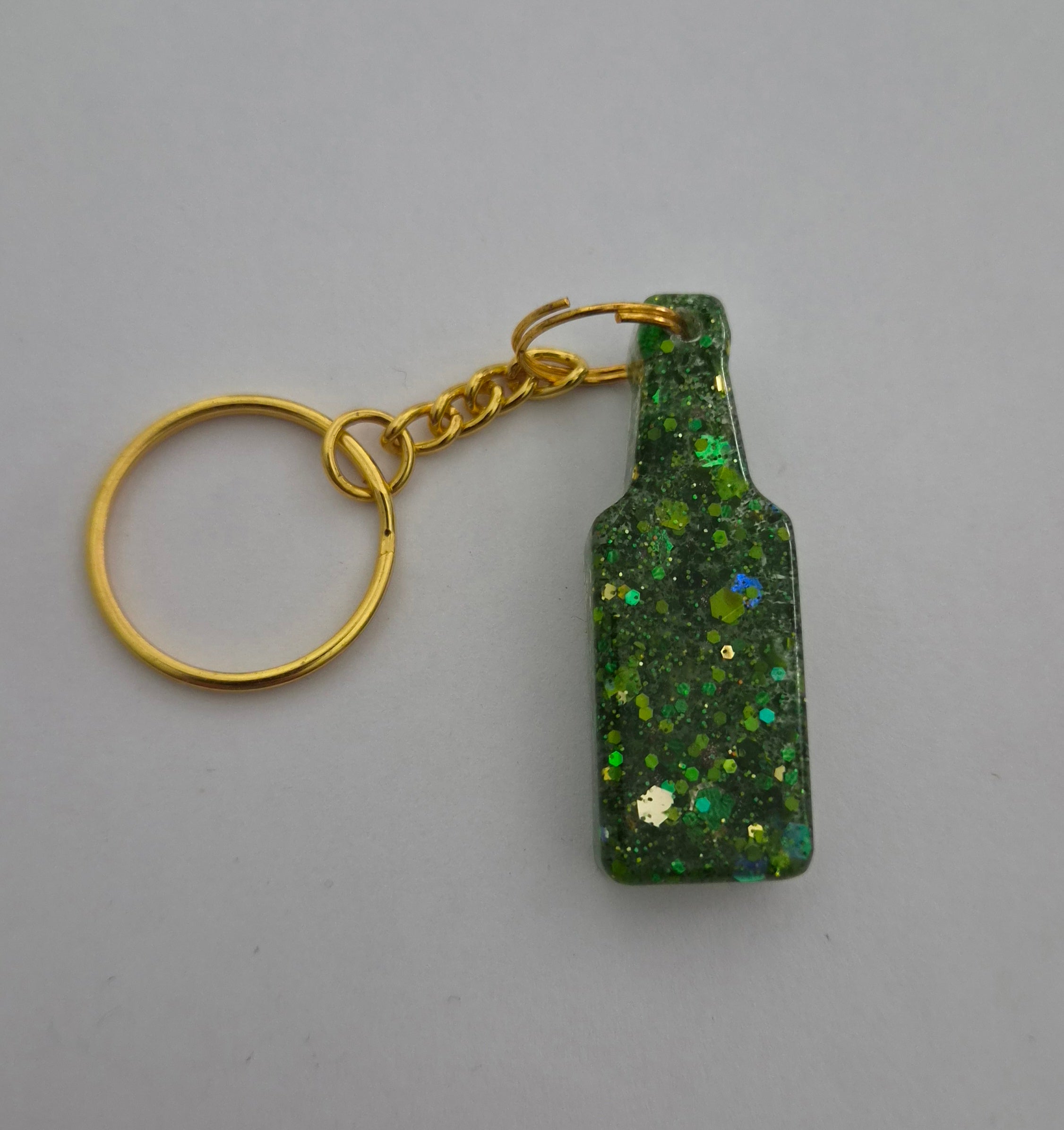 Mini Beer Bottle Keychain-Green
