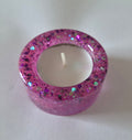 Round Tealight Candle Holder- Pink with Glitter