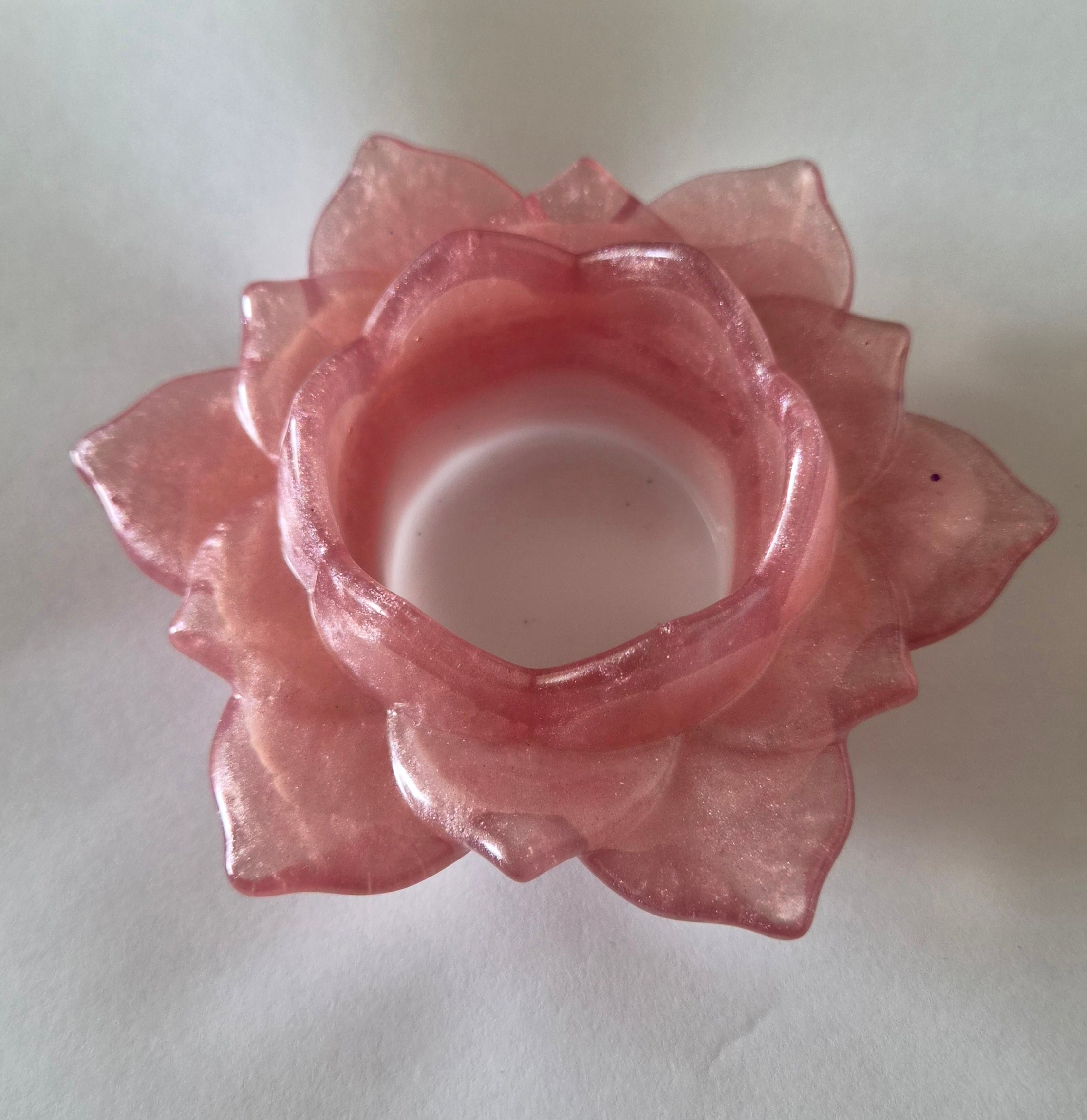 Lotus Flower Candle Holder- Pink with White Bottom