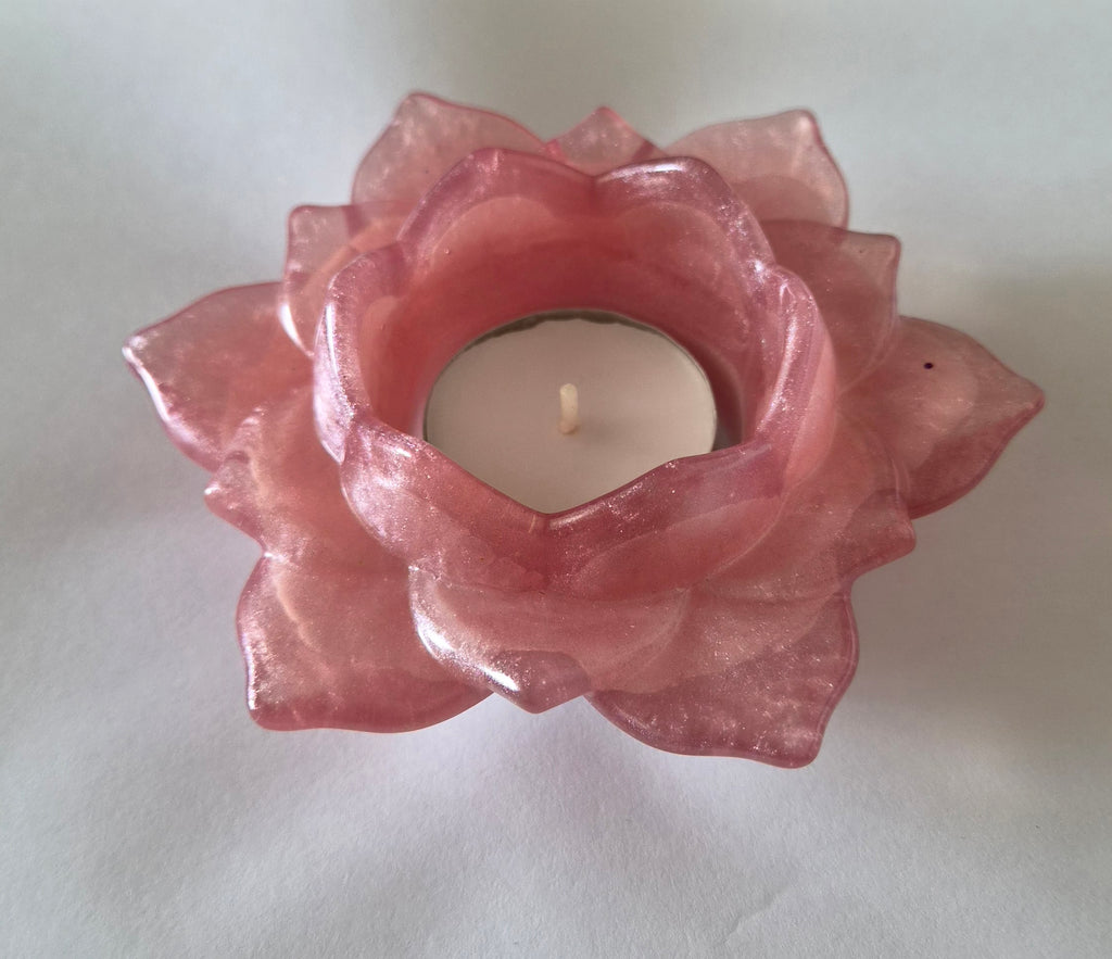 Lotus Flower Candle Holder- Pink with White Bottom