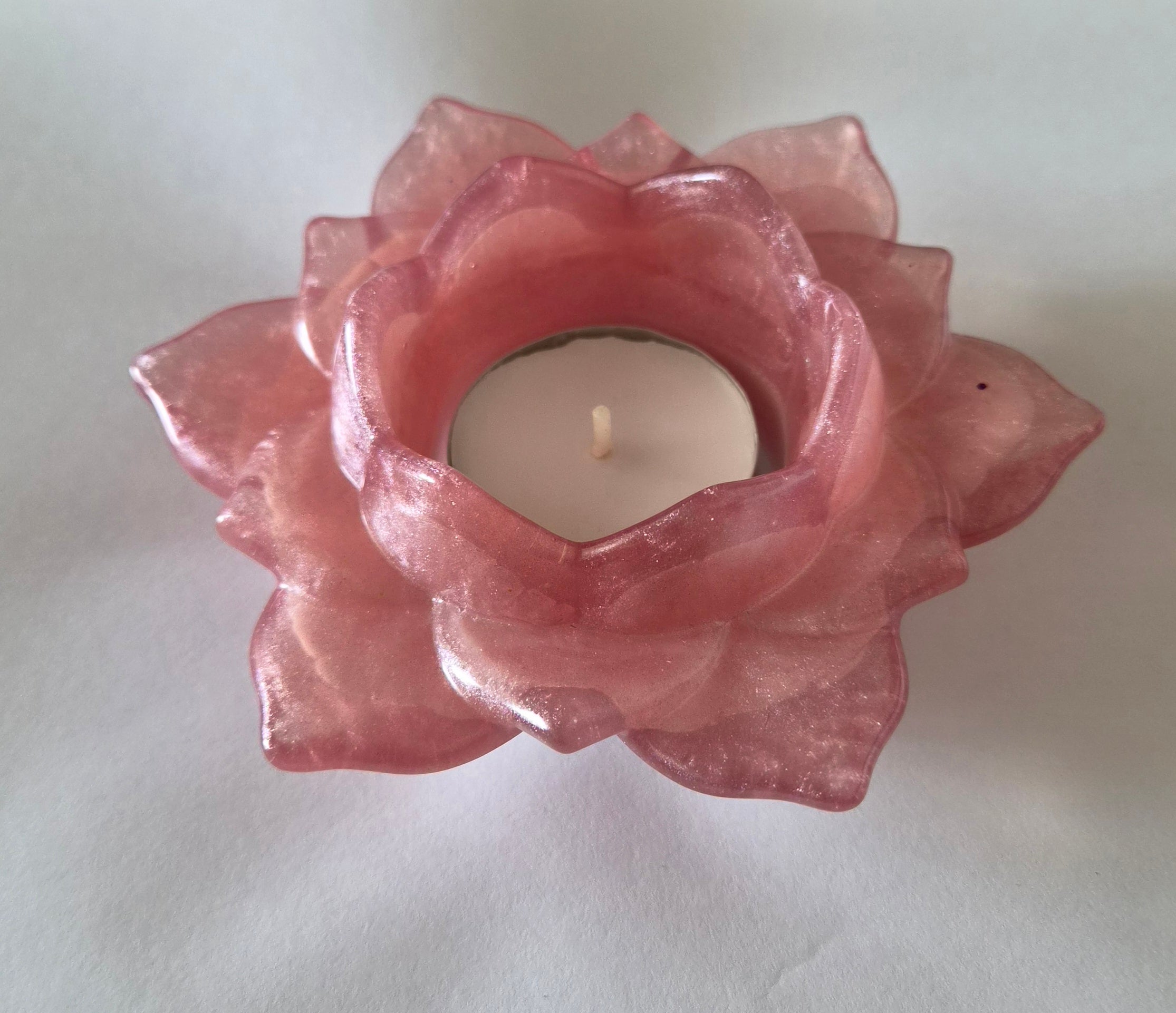 Lotus Flower Candle Holder- Pink with White Bottom